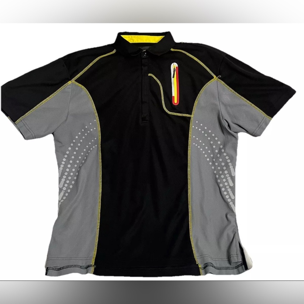 Jamie Sadock Men's Golf Polo Shirt Collared Zip Short Sleeve Black & Gray  L